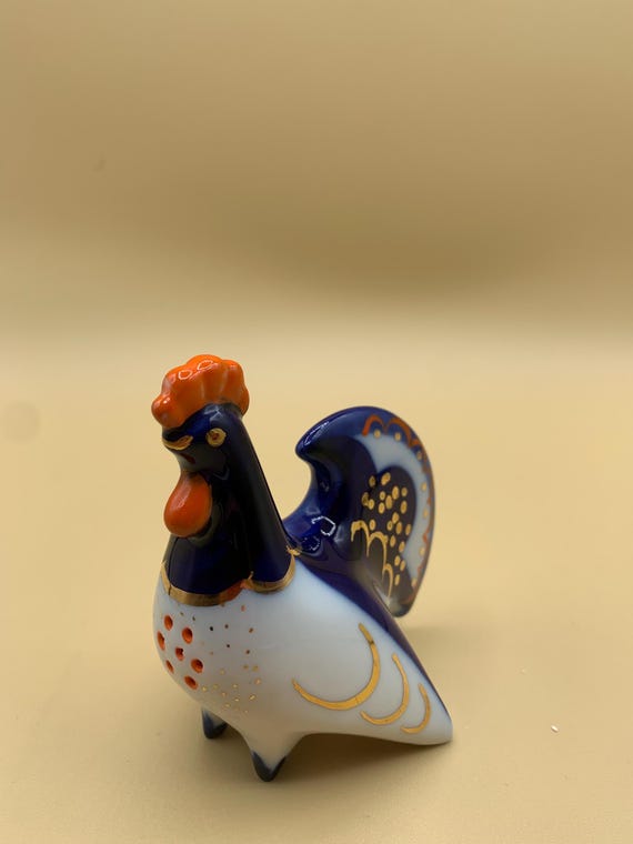 219 置物　鶴　　　SOUVENIR FOR FOREIGNERS USSR Lomonosov Porcelain Rooster Turkey Salt/pepper Shaker