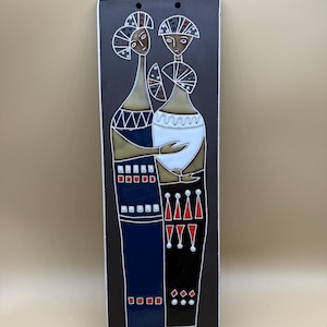 Vintage MCM Norway AWF Arnold Wiig Pottery Wall Plaque Vintage Home Decor Pottery Collectible Plate Couple Scandinavian Rare Gift 1960