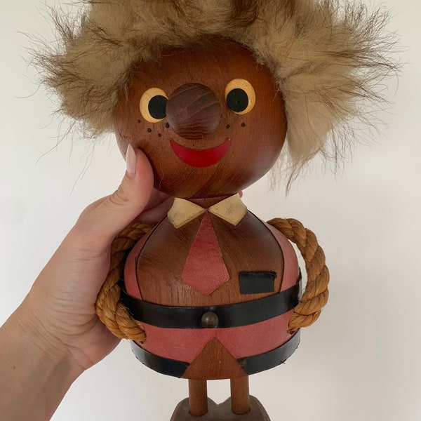 XXL Teak Wood Troll Sweden - Swedish artist Ulla Britt Alklid 1960s - Handmade and signed - Vintage Scandinavian Design Collectible Figure