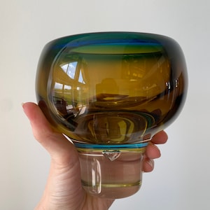 Kosta Boda Vase Vicke Lindstrand Glass Blue Green Brown VASE Sweden Scandinavian Glass Art Signed Home Decor Vintage