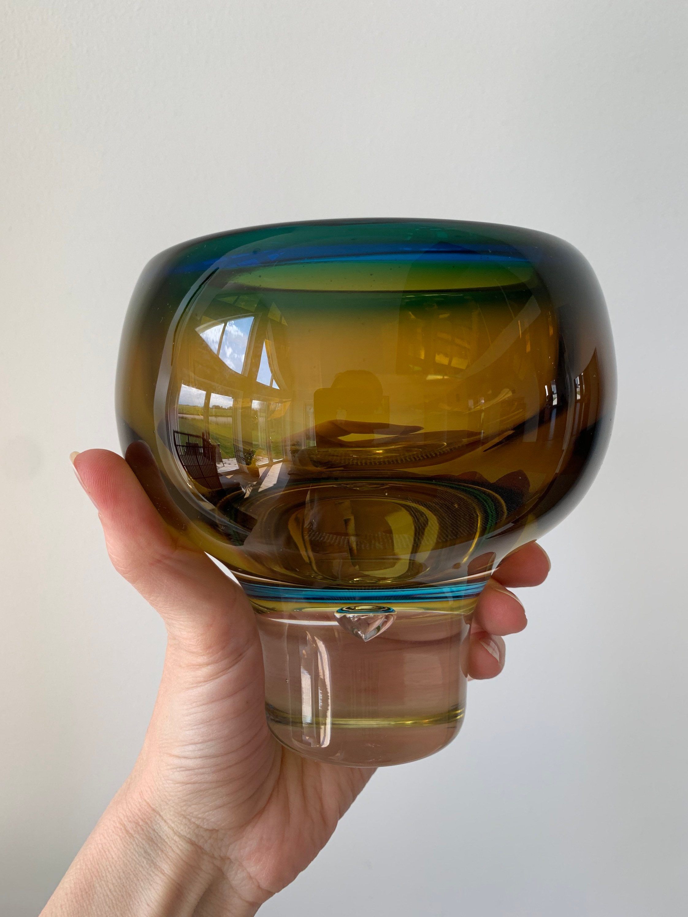 コスタボダ花瓶ヴィッケリンドストランドガラスブルーグリーンブラウン