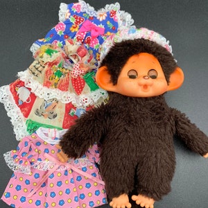 Toho Monchhichi/ Monchichi Doll, pacifier, brown eyes/ vintage thumb doll 1980s kiki monkey plush moncicci Japan Doll Clothing