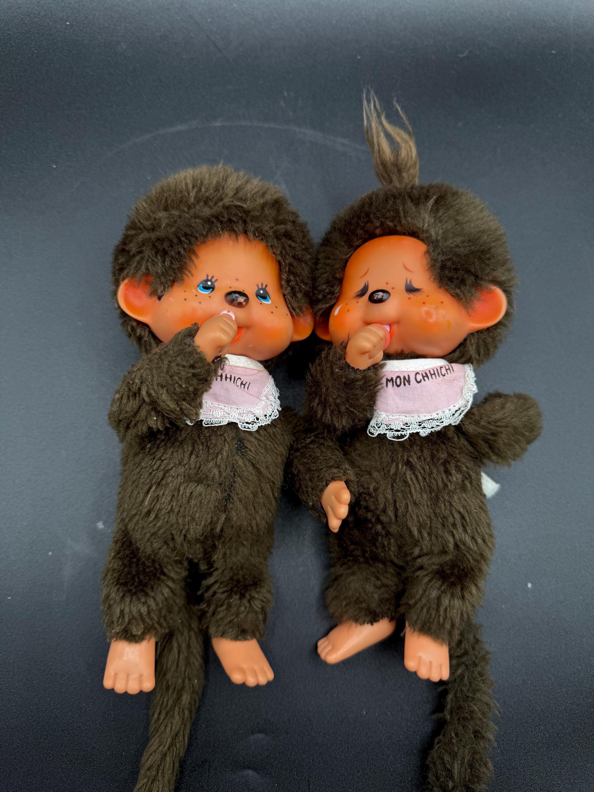 レア物Monchichi&泣き虫Sekiguchi！2点セット！ Set of Two Vintage Crying Monchhichi Sekiguchi Doll,pacifier,blue