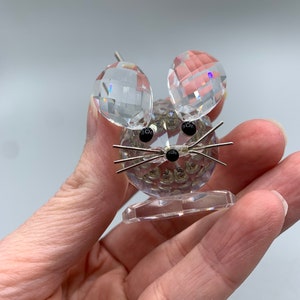 Swarovski Figurine Crystal Collection Crystal Mouse on stand Miniature Vintage Swarovski Figurine Collectible Crystal Mouse