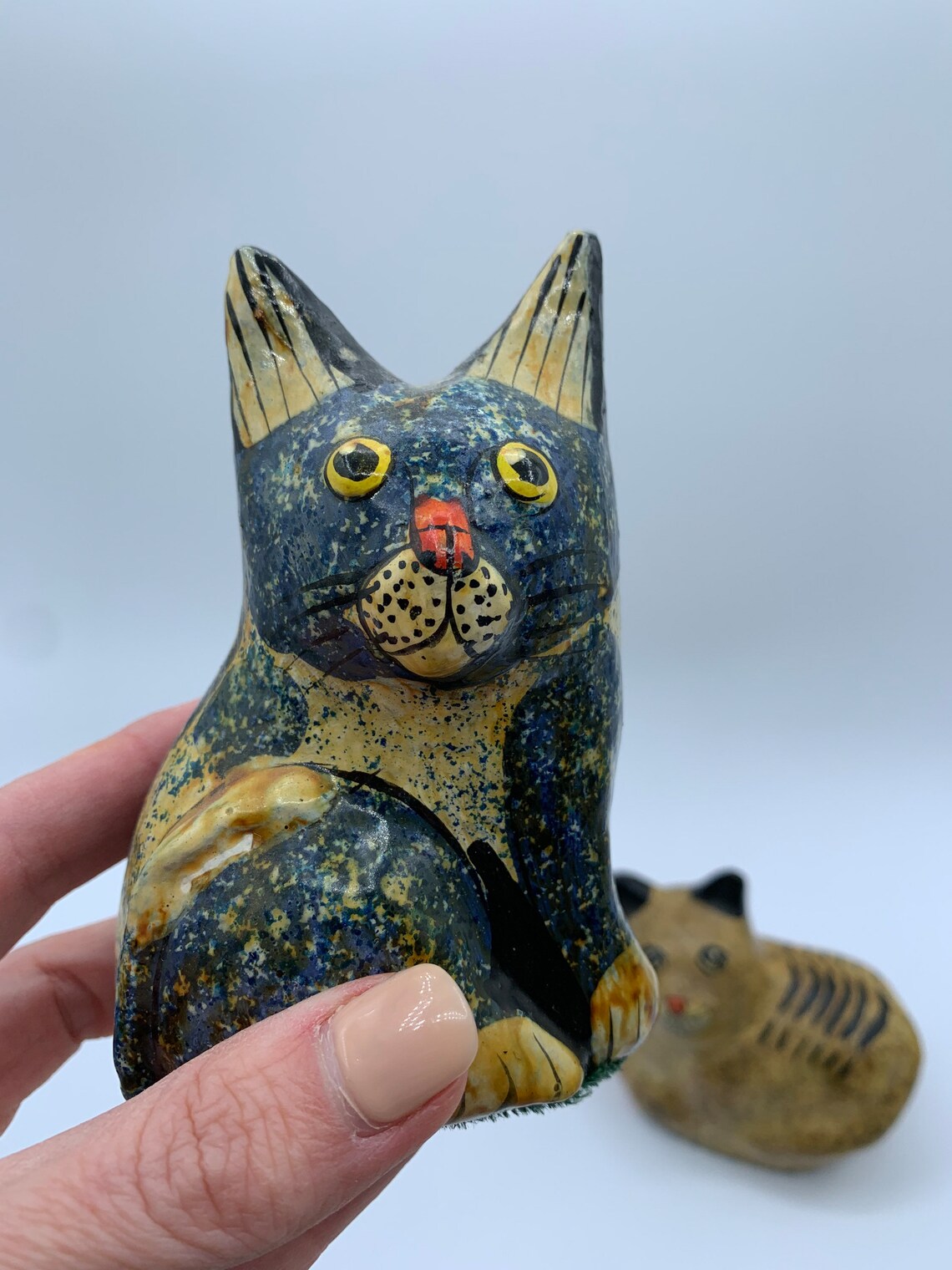 Vintage Papiermâché Papier Mache Cats Collection Decoupage Etsy