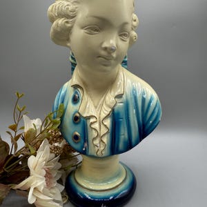 Vintage Art Deco/ Bisque Porcelain Young Boy French Head Bust/ Louis XV Style Sculpture Art France Design Home Decor 1970s