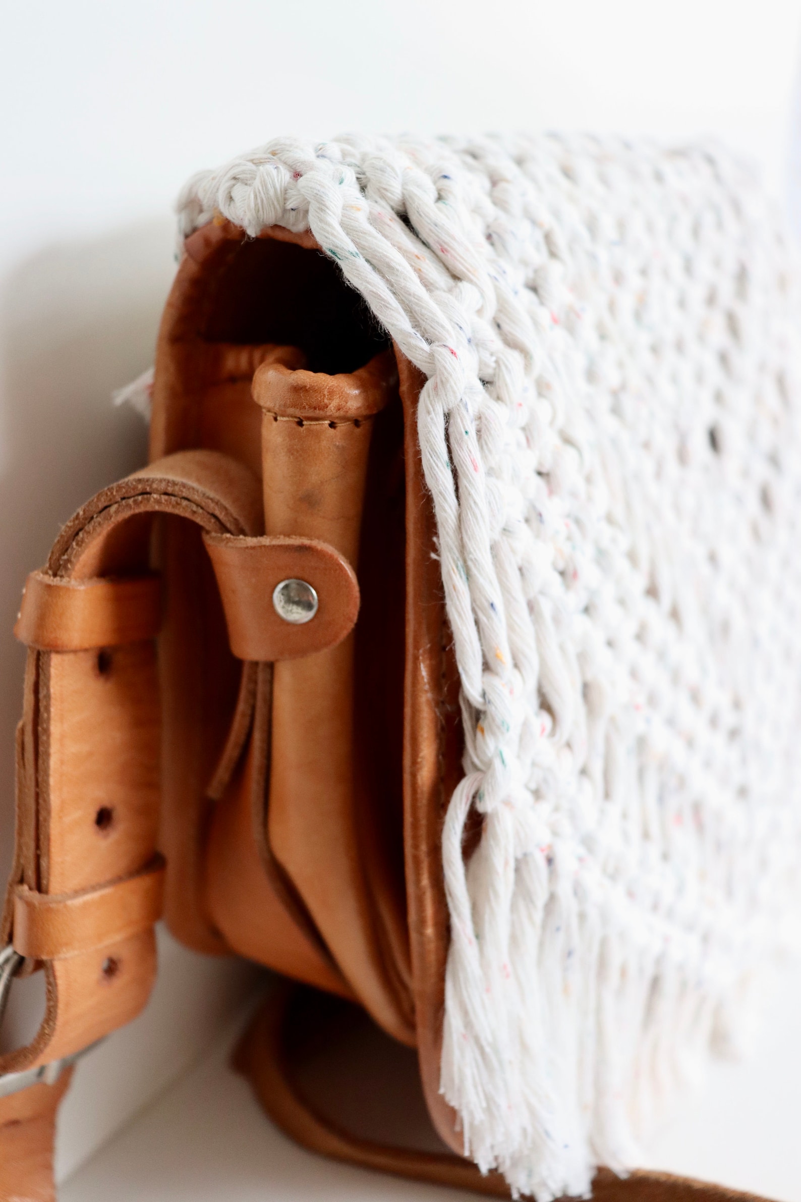 Macrame macrame shoulder bag leather bag Etsy