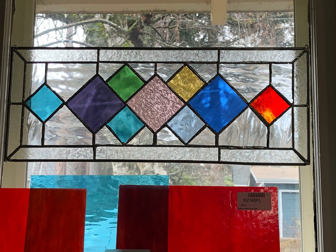 Stained Glass Window Hanging With Hardwood Frame. Etsy