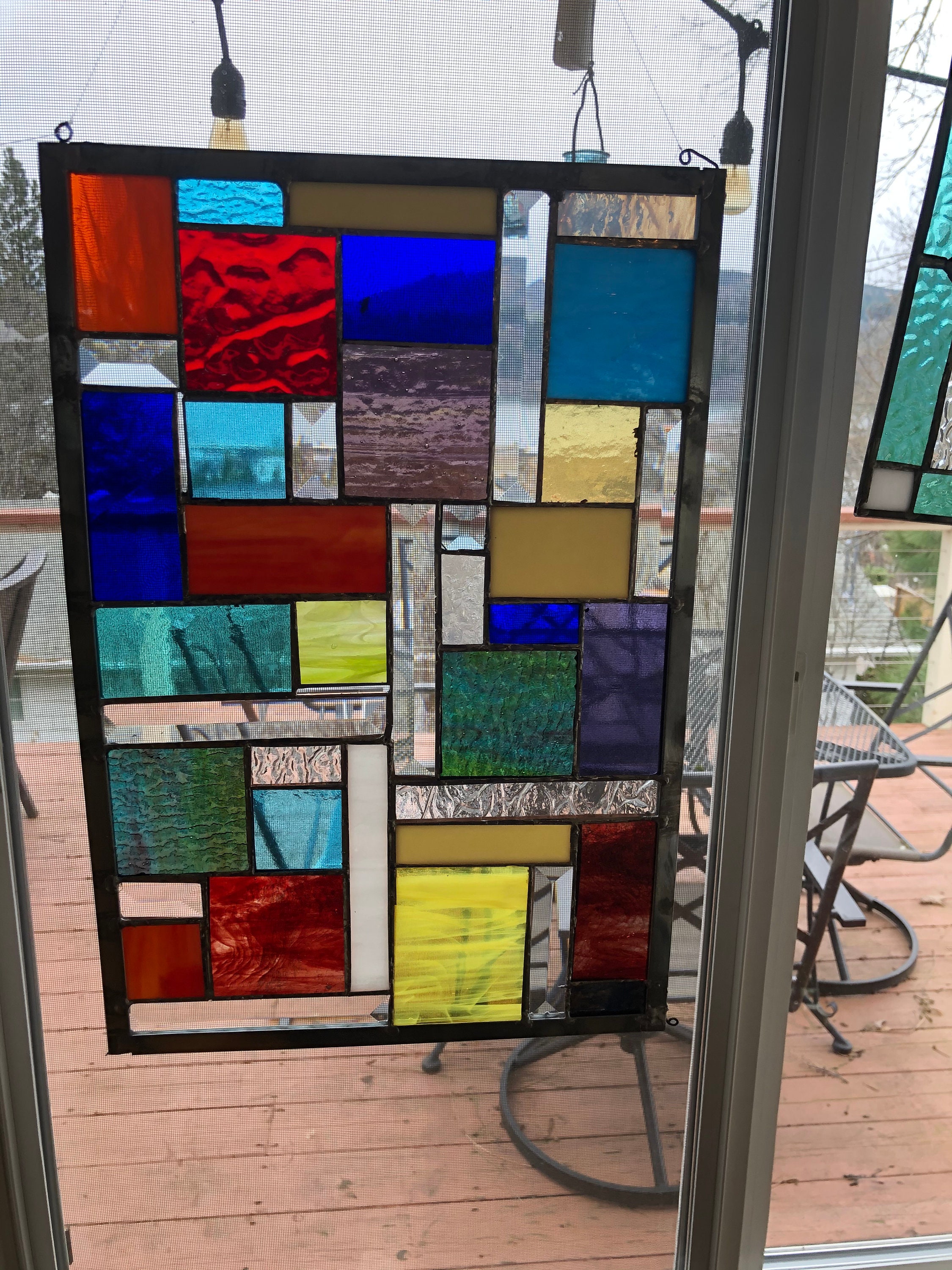 Multicolored Stained Glass Window Hanging Etsy