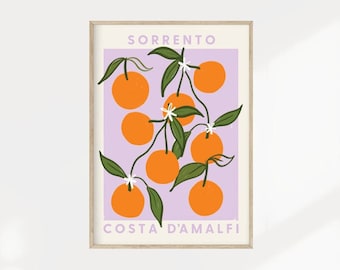 Sorrento Italy Oranges Art Print, Kitchen Food Poster
