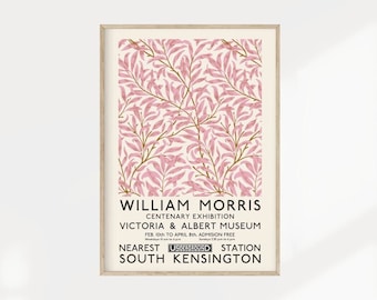 Pink William Morris Botanical Art Print, Exhibition Poster