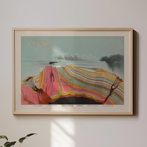 Vintage Geologische Karte Kunstdruck, terrestrische Mineralien bildende Kunst, Geologie Druck, Vintage Lernposter Levi Walter Yaggy Druck