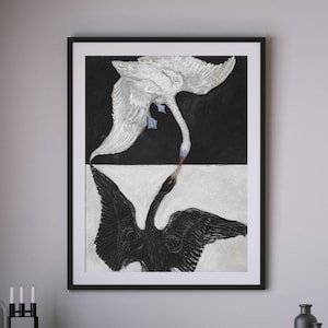 The Swan, No. 1 by Hilma af Klint Art Print, Monochrome Painting, Antique Art, Swan Oil Painting, Swan Klint Painting, Living Room Wall Art