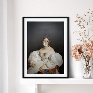 Vintage Lady Altered Art Print, Eclectic Decor, Altered Old Painting, Dark Decor, Modern Farmhouse Art, Vintage Remix Art Print, Cottagecore