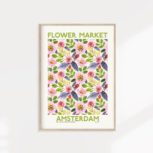 Amsterdam Flower Market Poster, Botanical Watercolour Art Print, Flower Market Poster, Flower Market Print, Amsterdam Poster, Floral Decor