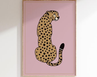 Pink Cheetah Art Print, Trendy Preppy Wall Decor