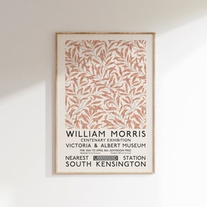 Peach William Morris Poster, William Morris Celebration of Print, Peach William Morris Pattern, William Morris Exhibition Poster, Peach Art