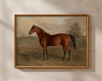 Vintage Horse Painting Print, Equestrian Wall Art