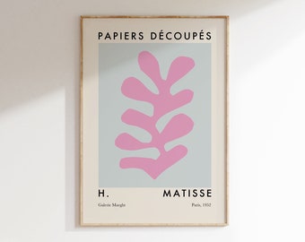 Pink and Blue Matisse Cutout Shape Gallery Poster, Matisse Home Decor, Pink and Blue Art, Pastel Wall Art, Bathroom Wall Art, Coral Shapes