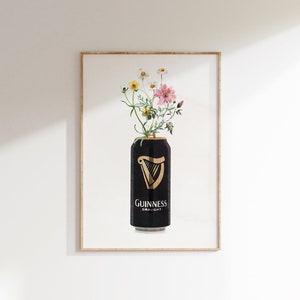 Guinness Can with Flowers Print, Dad Gift, Boyfriend Gift, Guinness Poster, Beer Lover Gift, Guinness Can and Flowers Poster, Housewarming