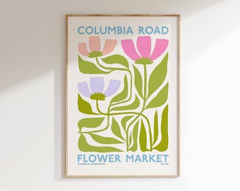 Columbia Road Flower Market Art Print, Retro Floral Decor