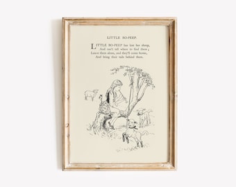 Vintage Little Bo Peep Nursery Rhyme Art Print