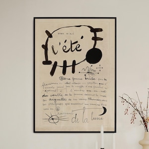 Joan Miro L'été Exhibition Art Print, Minimalist Line Sketch Poster