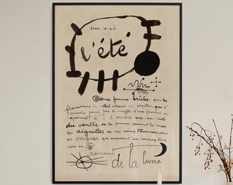 Joan Miro L'été Exhibition Art Print, Minimalist Line Sketch Poster