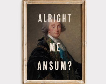 Alright Me Ansum? print, Cornish Saying Art, Love Cornwall, Cornwall Art Print, Kernow, Funny Wall Art, Downstairs Loo Art, Cornwall Gift