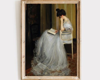Woman Reading Art Print, Jacques Émile Blanche, Antique Oil Painting, Farmhouse Decor