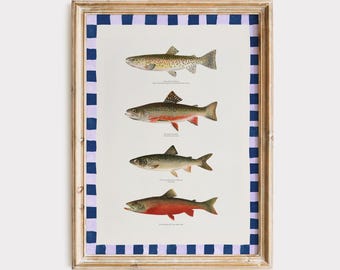 Vintage Fish Illustration Art Print, Lake House Decor
