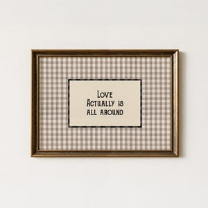Vintage "Love Actually Is All Around" Art Print, Retro Gingham Art, Living Room Decor