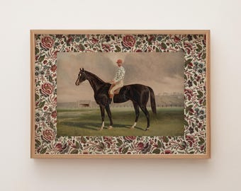 Vintage Jockey and Horse Art Print, Equestrian Wall Art