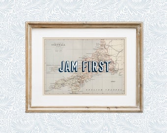 Jam First Cornwall Vintage Map Art Print, Coastal Decor