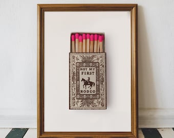 Not My First Rodeo Print, Matchbox Art Western Art Print, Cowgirl Art Print, Horse Wall Art, Pink Living Room Art, Not My First Rodeo Poster