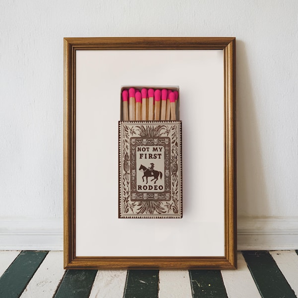 Not My First Rodeo Print, Matchbox Art Western Art Print, Cowgirl Art Print, Horse Wall Art, Pink Living Room Art, Not My First Rodeo Poster