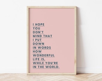 Your Song Lyrics Art Print, Pink Nursery Decor