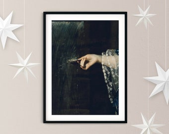 Gothic Decor Waterfall Painting Art Print, Academia Aesthetic, Moody Vintage Art Print, Eclectic Art, Dark Home Decor, 19th Century Art