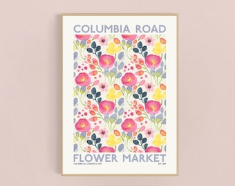 Columbia Road Flower Market Art Print, London Flower Market Poster, Botanical Watercolour Art Print, Flower Market Poster