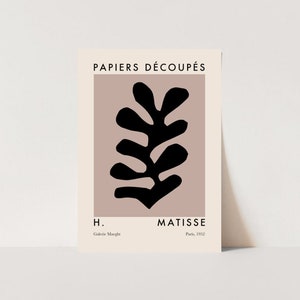Matisse Mid Century Exhibition Poster in Taupe, Henri Matisse Cutout Shapes Art Print, Beige Home Decor, Boho Matisse Print, Brown Matisse