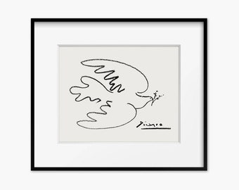 Picasso Dove Line Art Print, Minimalist Home Decor