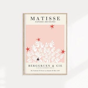Henri Matisse Print, Berggruen & Cie, Pink Art, Papiers Découpés, Matisse Exhibition Poster, Pink Matisse, Star Matisse Poster Pink Wall Art
