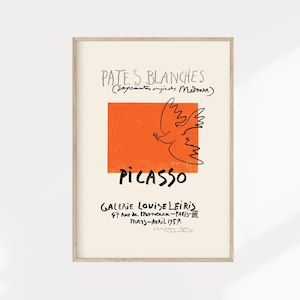 Picasso Pates Blanches Poster, Abstract Picasso Print, Neutral Home Decor, Picasso Exhibition Peace Dove, Minimalist Cubism, Museum Print