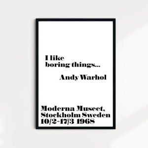 I Like Boring Things Andy Warhol Poster, Neutral Wall Art, Minimal Art Print, Typography Poster, Living Room Wall Art, White Art