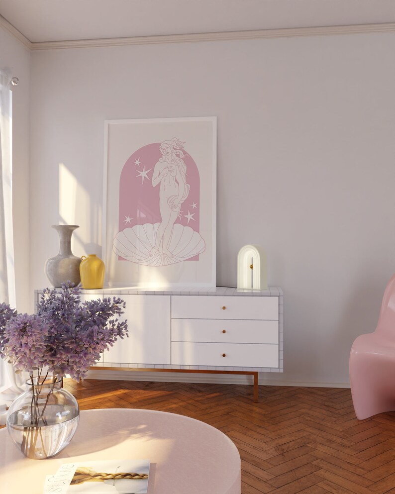 Pink Birth of Venus Art Print, Danish Pastel Decor - Etsy