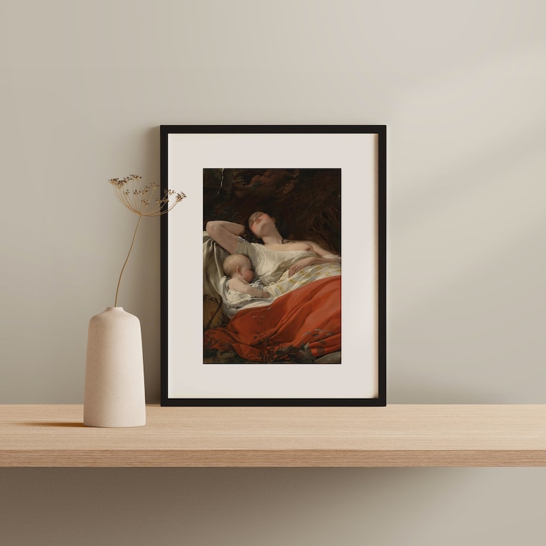 mother and child painting beautiful motherhood