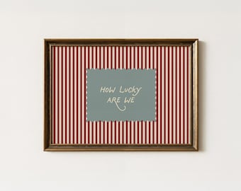 Lámina artística retro «Qué suerte tenemos», arte de pared de cuadros vichy vintage, lámina de rayas, decoración infantil vintage