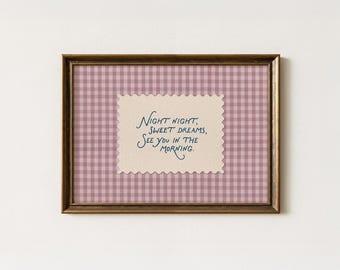 Night Night, Sweet Dreams, See You In The Morning Art Print, Retro Striped Wall Art, Vintage Bedroom Art Print