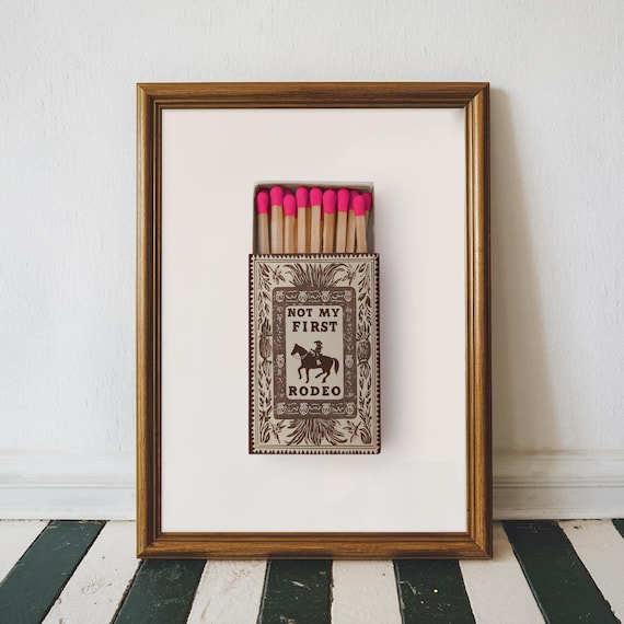 Not My First Rodeo Print, Matchbox Art Western Art Print, Cowgirl Art Print, Horse Wall Art, Pink Living Room Art, Not My First Rodeo Poster