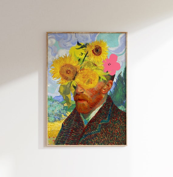 Van Gogh Self Portrait With Flowers, Altered Art Print - Etsy